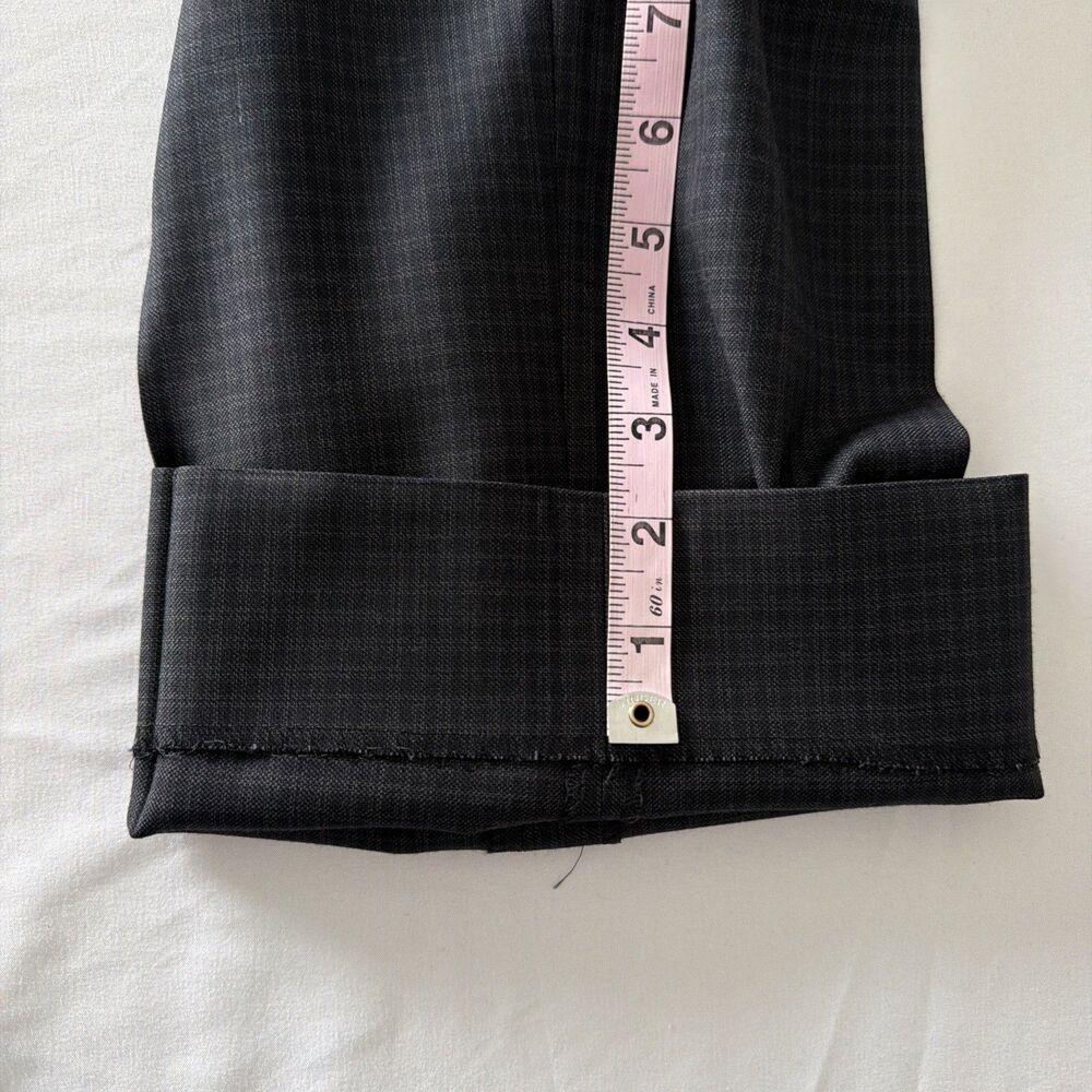 Canali Mens 35x32 IT 52 100% Wool Dress Pants Gray Check Flat Front Made N Italy - Picture 15 of 16